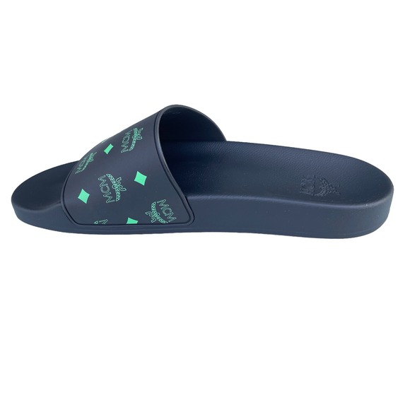 MCM Mens Black/Green Visetos Print Rubber Slides Slippers, MEX CSSX01 JW0 EU42 main image 4